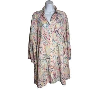 Be Boho Embroidered Long Sleeve Shirt Dress Sz. L